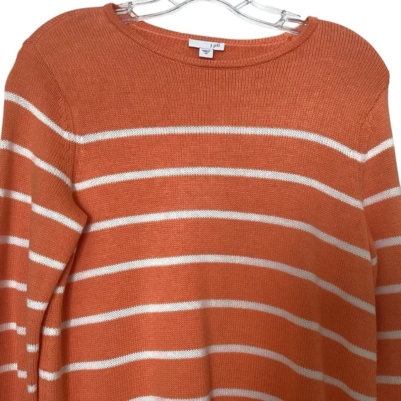 J Jill Sweater Women‎ Sz XS Orange Knit Cotton Stripes Office Career Tunic EUC - Picture 4 of 10